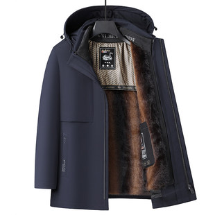 皮尔卡丹冬装脱壳鹅绒服男士中长款羽绒服男外套加厚保暖爸爸上衣