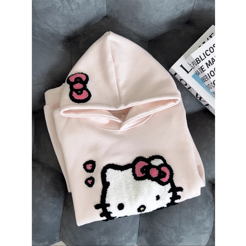 韩版卡通kt猫情侣款连帽卫衣