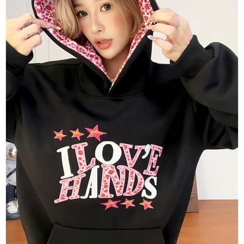 HandSeven复古风黑色连帽卫衣潮