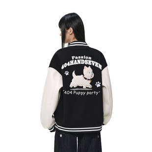 HandSeven2025新款外套男款春秋小狗刺绣棒球服夹克入秋外套上衣