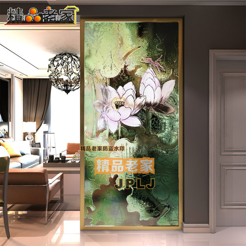 订制雕花钢化装饰艺术玻璃隔断屏风墙H双面透光美式简约餐厅玄关