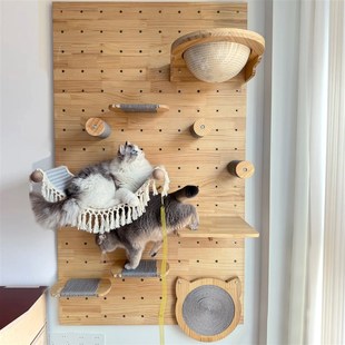 洞洞板猫墙实木猫爬架墙壁式免打孔猫窝一体太空舱猫架子猫咪跳板