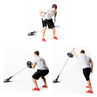 T杆划船把手多功能双把位健身V型核心训练龙门架配件杠铃炮筒底座