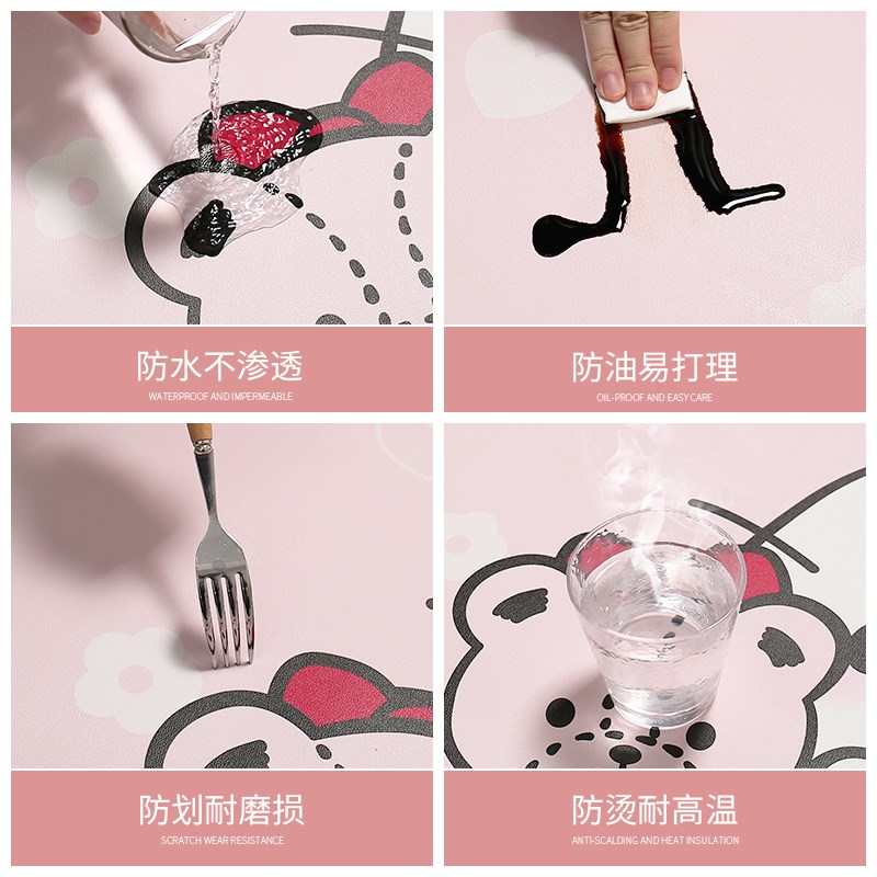 卡通圆形餐桌布防水防油免洗小圆茶几垫子家用圆桌垫皮革防烫台布