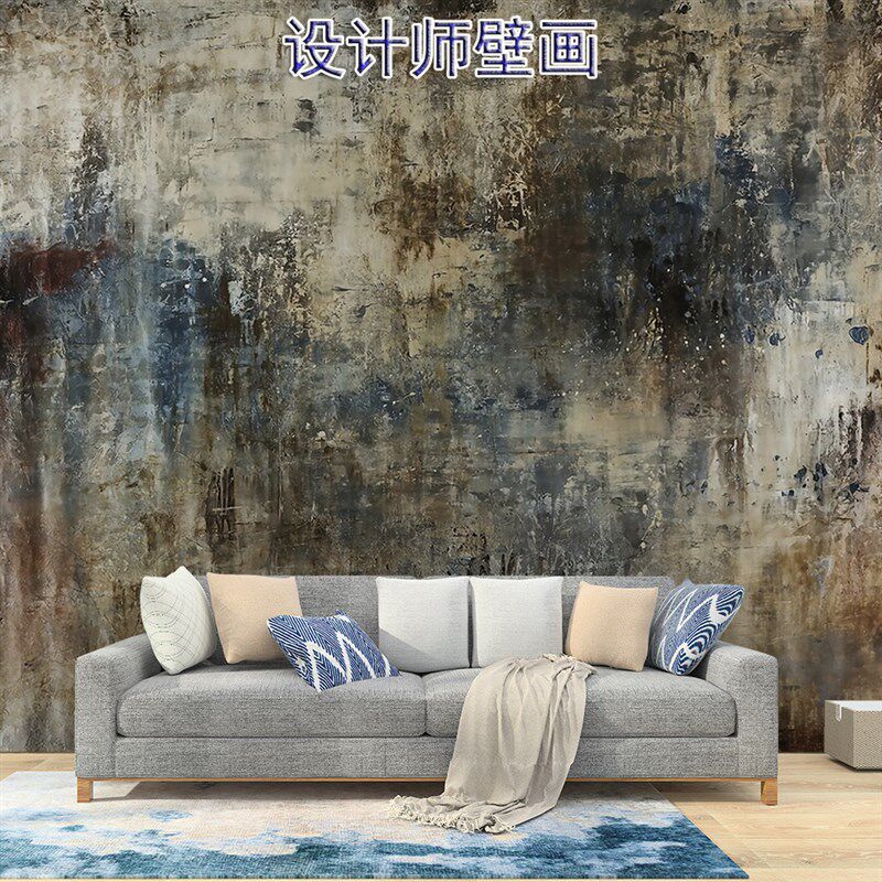 现代艺术诧寂风涂鸦壁纸高级感叙利亚工业风墙布客厅背景墙纸壁画