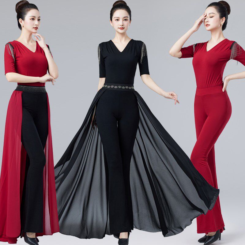 形体训练服装女2024新款气质走秀导师礼仪培训舞S蹈练功服腰纱套