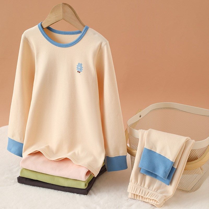 舒绒磨毛儿童秋衣秋裤A类秋冬男女宝宝打底内衣套装加厚保暖纯棉