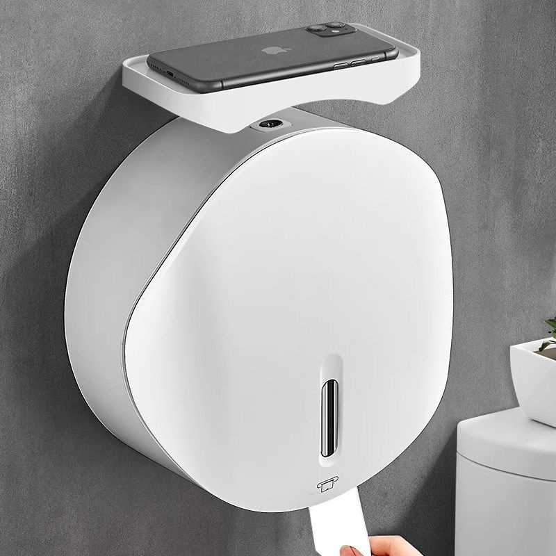 卫生间大卷纸盒壁挂式纸巾盒免打孔厕所防水卷纸筒酒店商用卷纸盒