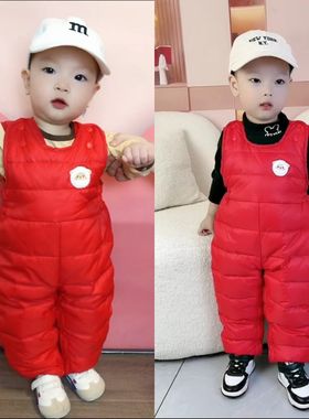 新款宝宝抱婴袋连身羽绒裤轻薄柔保暖婴幼儿男女冬季加厚外穿90羽