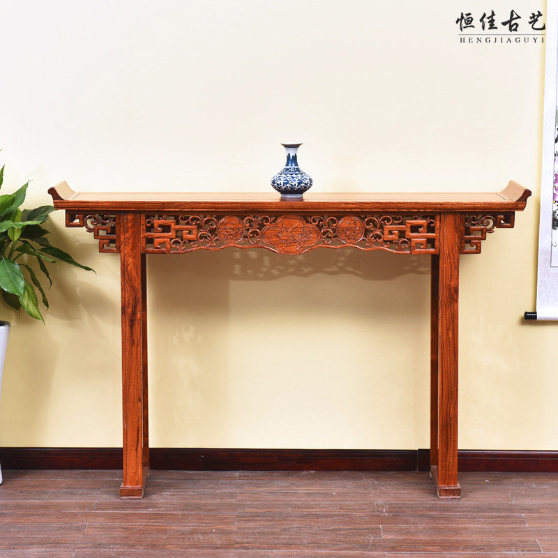 中式红木古典全实木明清仿古w南榆木家具琴桌 雕花案桌 条案 供桌