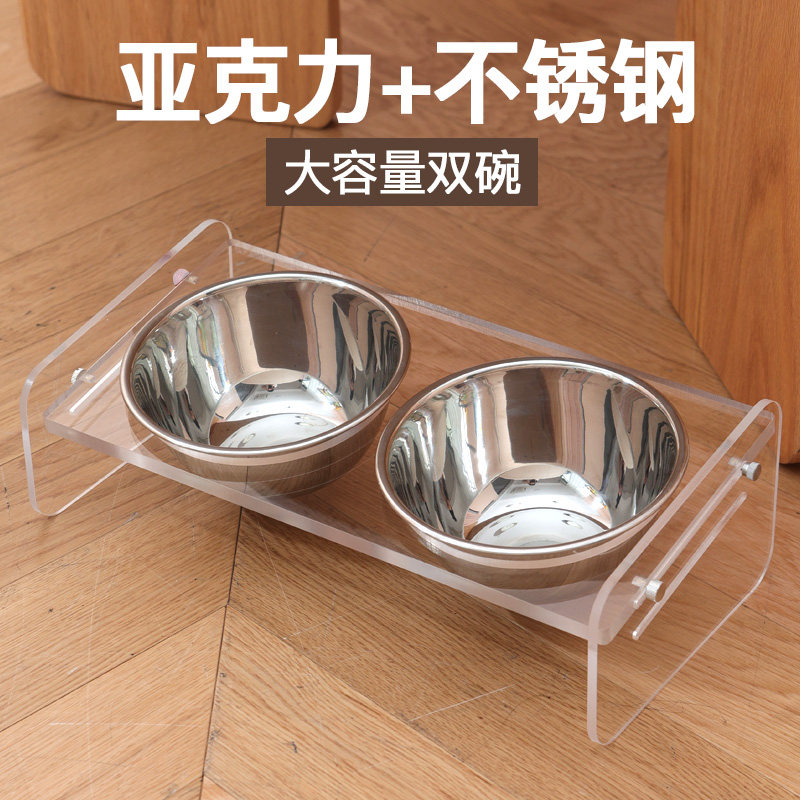 不锈钢宠物碗加重防打翻亚克力狗盘狗碗狗盆猫P碗狗狗食盆猫食双