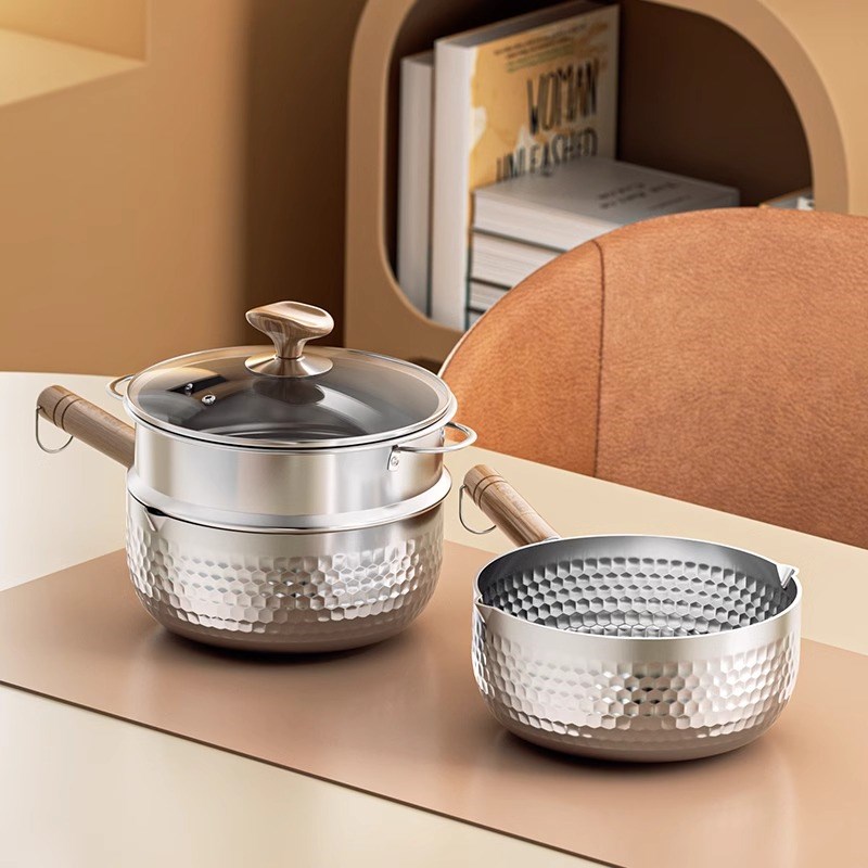 雪平锅316不锈钢奶锅无涂层不粘辅食锅一人食小锅家用泡面煮面锅