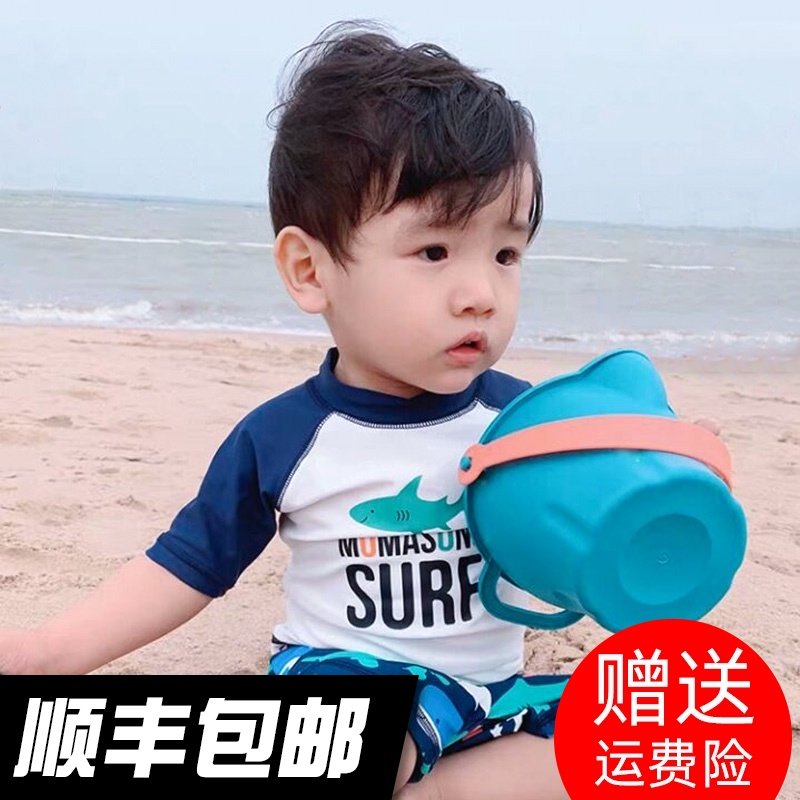 儿童泳衣男童小童2-3-4-6岁分体E幼儿泳装宝宝泳裤男孩游泳衣套装