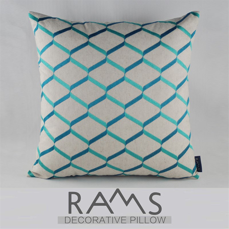 简约现代样板间沙发抱枕套几何菱形设计家居软装麻感靠垫长腰枕套