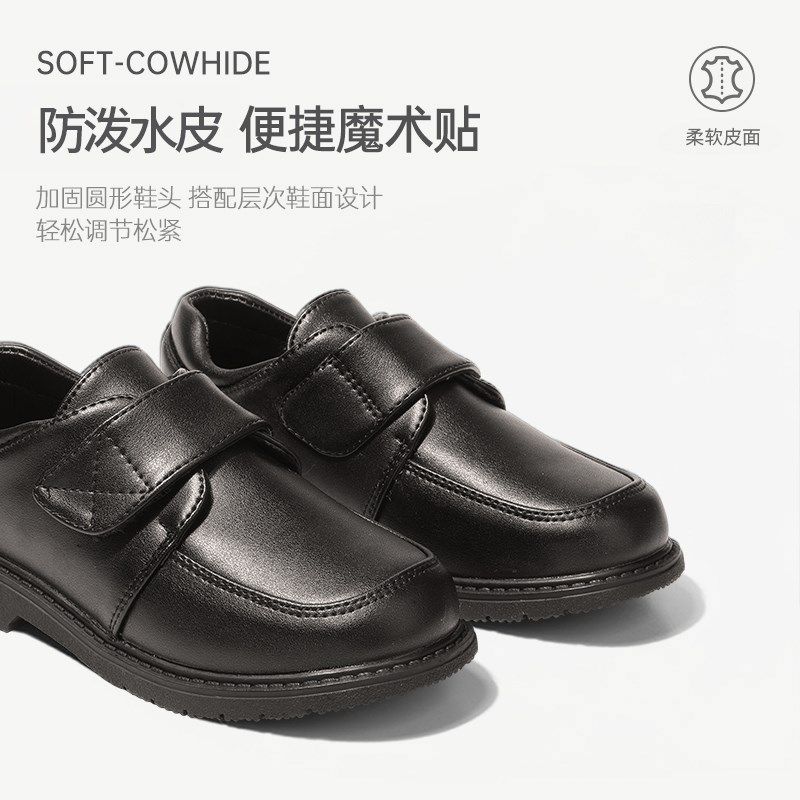 男童黑色皮鞋2025春秋新款儿童校园英伦小学生软底舞台演出男孩鞋