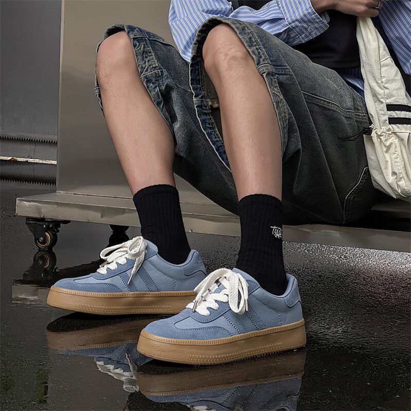 红色德训鞋男款板鞋美式高街新款 夏季透气休闲小众鞋子男鞋运动