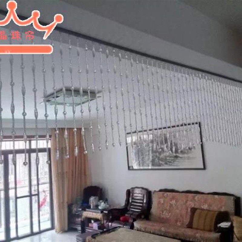 卧室背景门帘半帘洗手间隔断帘子宝蓝橄榄珠水晶装饰玄关珠帘