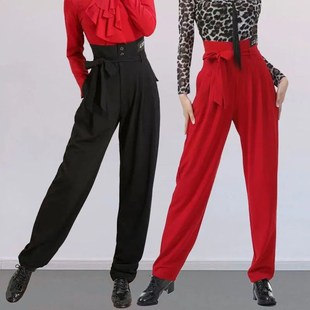 兜盖萝卜裤 气质百搭刚舞长裤 拉丁舞吉特巴舞水兵舞腰间系带小脚裤