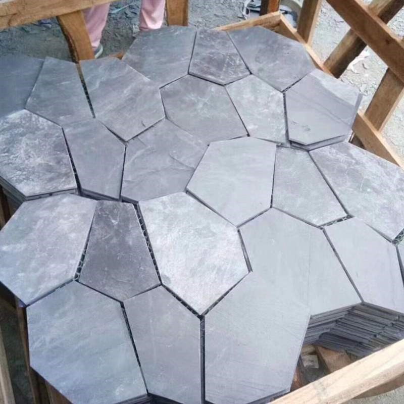 青石板铺路广场石碎拼不规则庭院户外冰防滑天然园林裂纹地砖文化