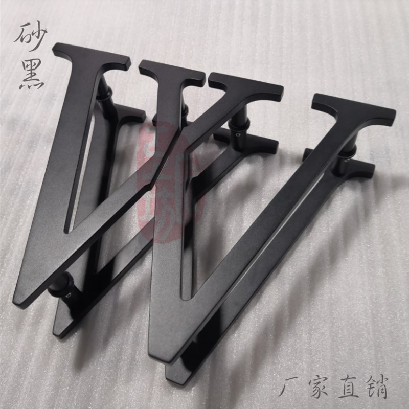 定制玻璃门把f手 字母 logo 门拉手哑黑商铺门扶手 古铜大门拉手