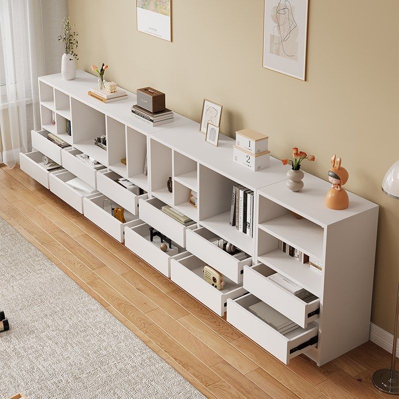 矮柜书架落地置物架一体靠墙书柜储物柜书桌收纳儿童阅读可移动