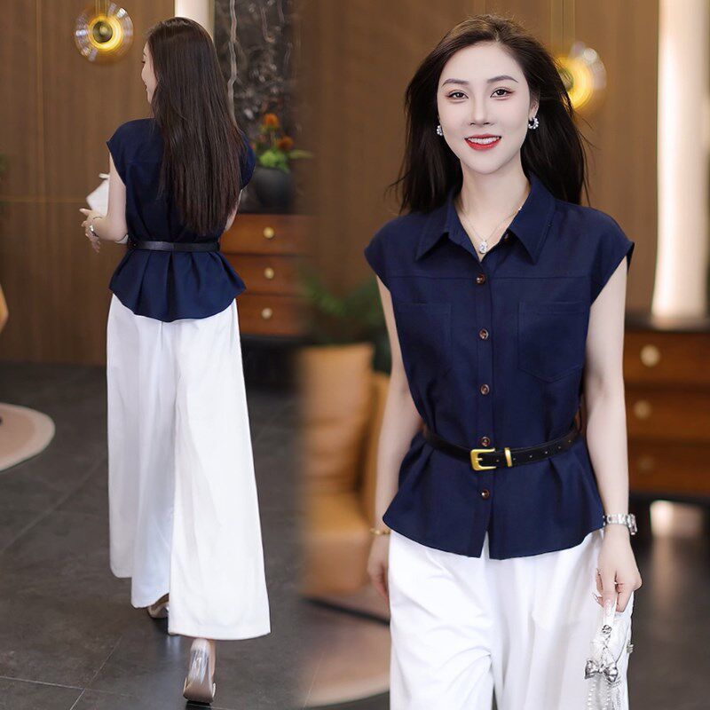 气质时尚套装女2025年夏季新款时髦洋气减龄休闲女士阔腿裤两件套