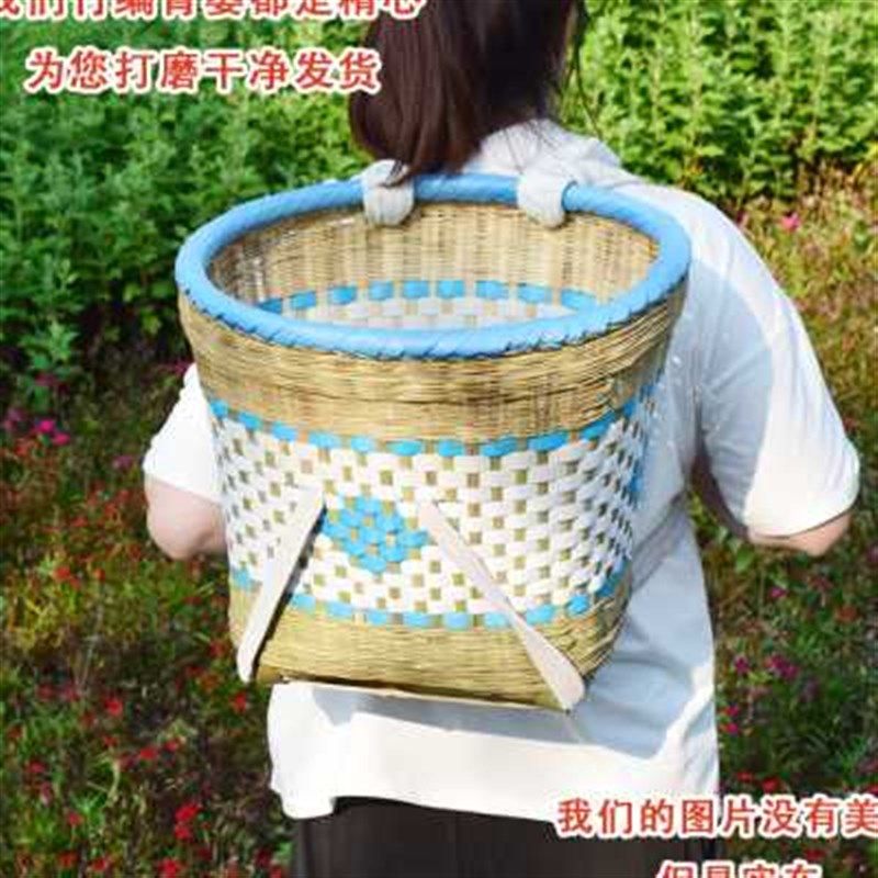 竹编手工背篓收纳筐竹p子塑料背筐买菜采摘舞蹈道具采茶摄影背篼