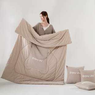 全棉抱枕被子两用四季车载办公室午睡两用抱枕被子毛毯二合一