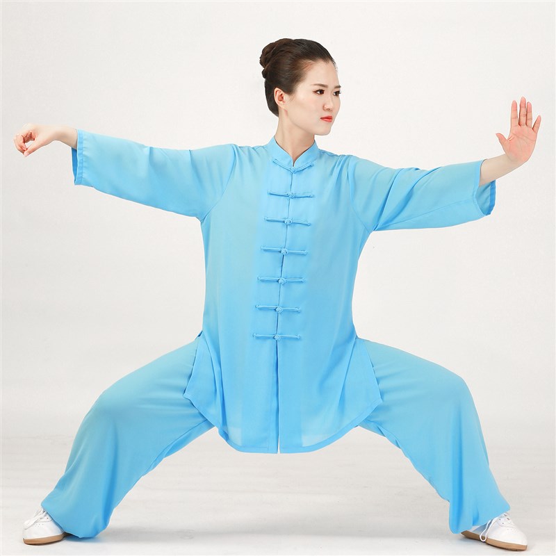 新款夏季薄款太极服女款七分袖练功服清凉透气八段锦晨练服武术服