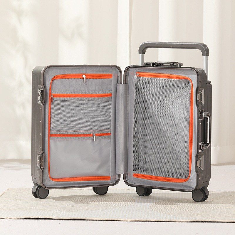 宽拉杆行李女前开 铝框拉杆箱20寸多功能登机箱商务24寸旅行