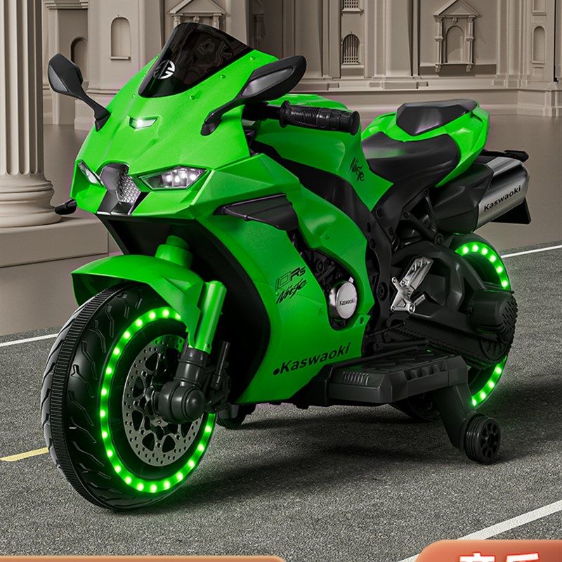 儿童电动摩托车可坐大人小孩双人超大号玩具车男女宝宝充电三轮车