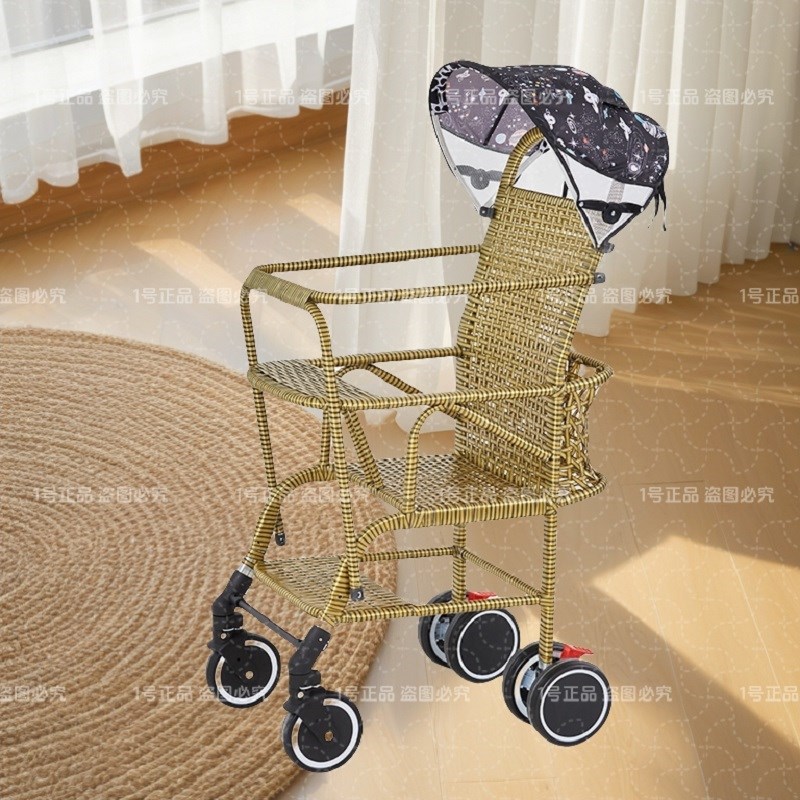 真藤编婴儿车宝宝竹藤推车夏季婴儿彷藤椅推车轻便竹编推车小孩xx