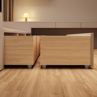 全实木无床头小户型双人床简约三抽储物落地榻榻米床可支持定制