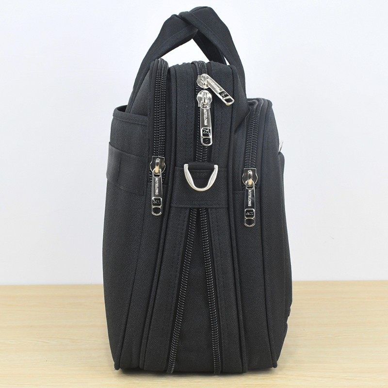 牛津布公文包男大容量商务多拉链横款防水帆布单肩斜挎电脑手提包