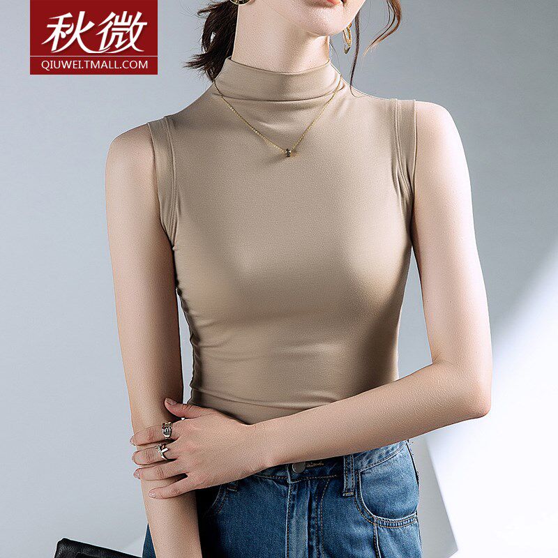 秋微秋冬新款无袖长款内搭外穿打底衫显瘦半高假领子女百搭假领