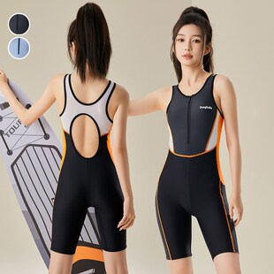 专业紧身游泳衣女l连体五分裤 游泳馆专用竞技训练泳 保守2024新款