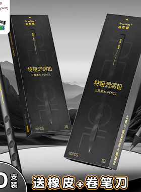 咔巴熊铅笔小学生专用一年级洞洞铅笔10支装铅笔幼儿园初学者专用铅笔防滑正姿训练笔儿童安全无毒黑木洞洞笔