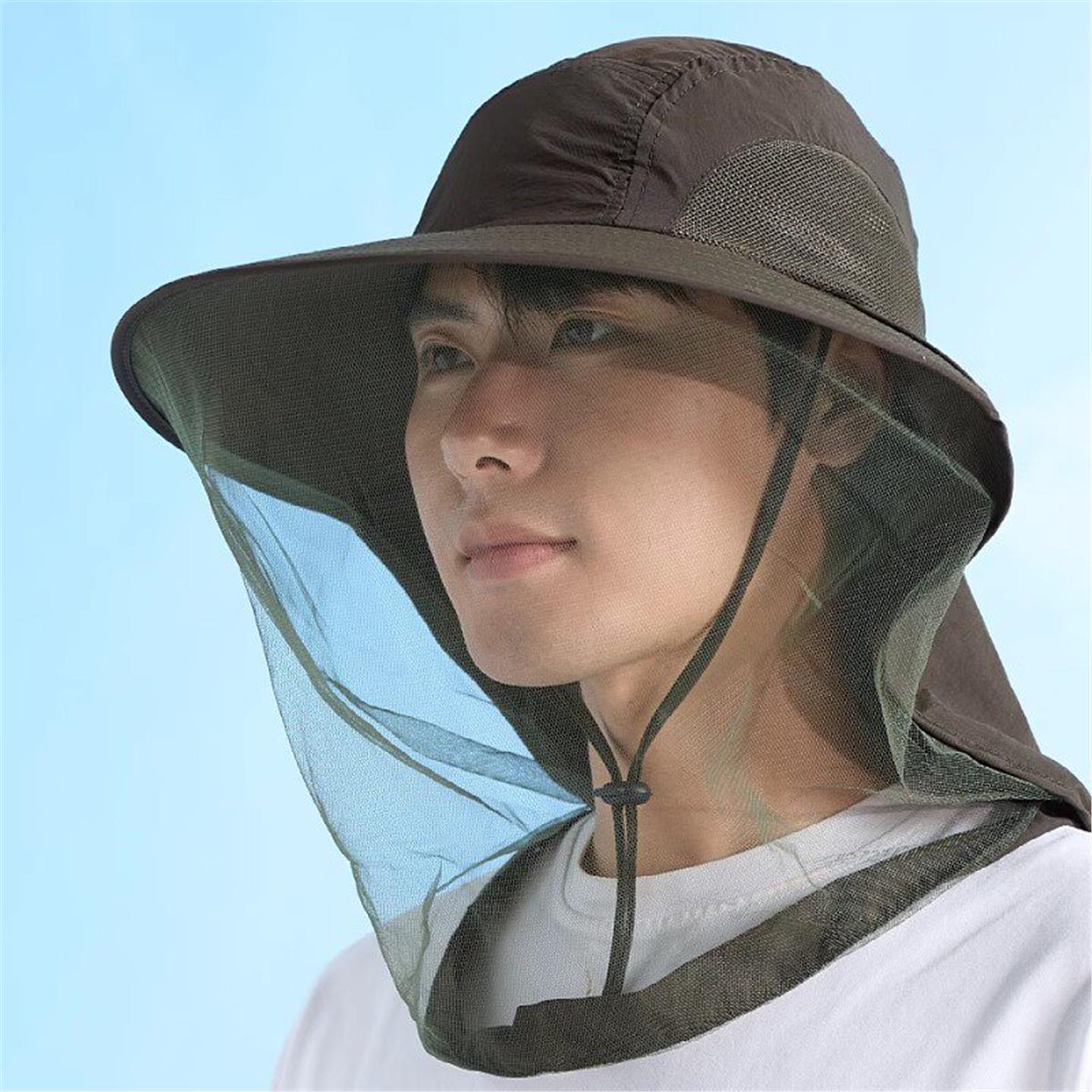 夏季男士养蜂防蚊虫防晒遮阳夜间钓鱼帽户外野外网纱太阳帽子女