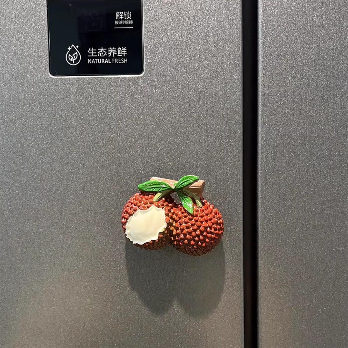 荔枝冰箱贴厨房创意磁吸装饰摆件可爱水果3D立体造型吸铁石留言贴