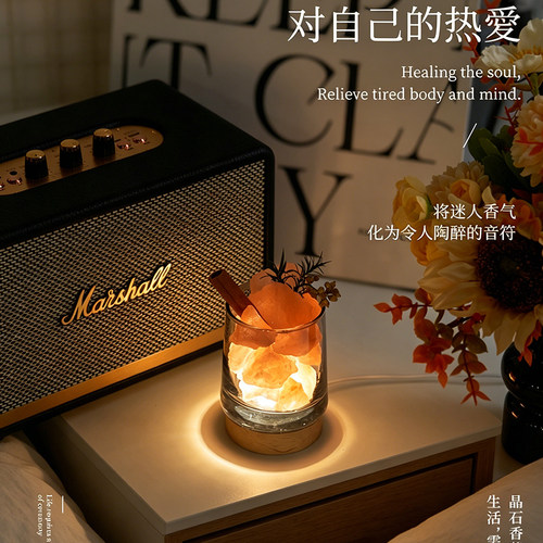 小夜灯天然植物香薰灯创意暖调睡眠卧室氛围灯精油扩香石礼盒礼物