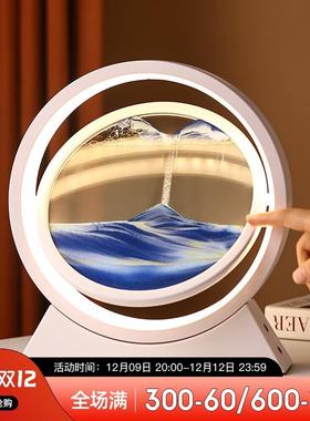 流沙画发光沙漏3d创意轻奢客厅办公室酒柜电视柜家居装饰品摆件