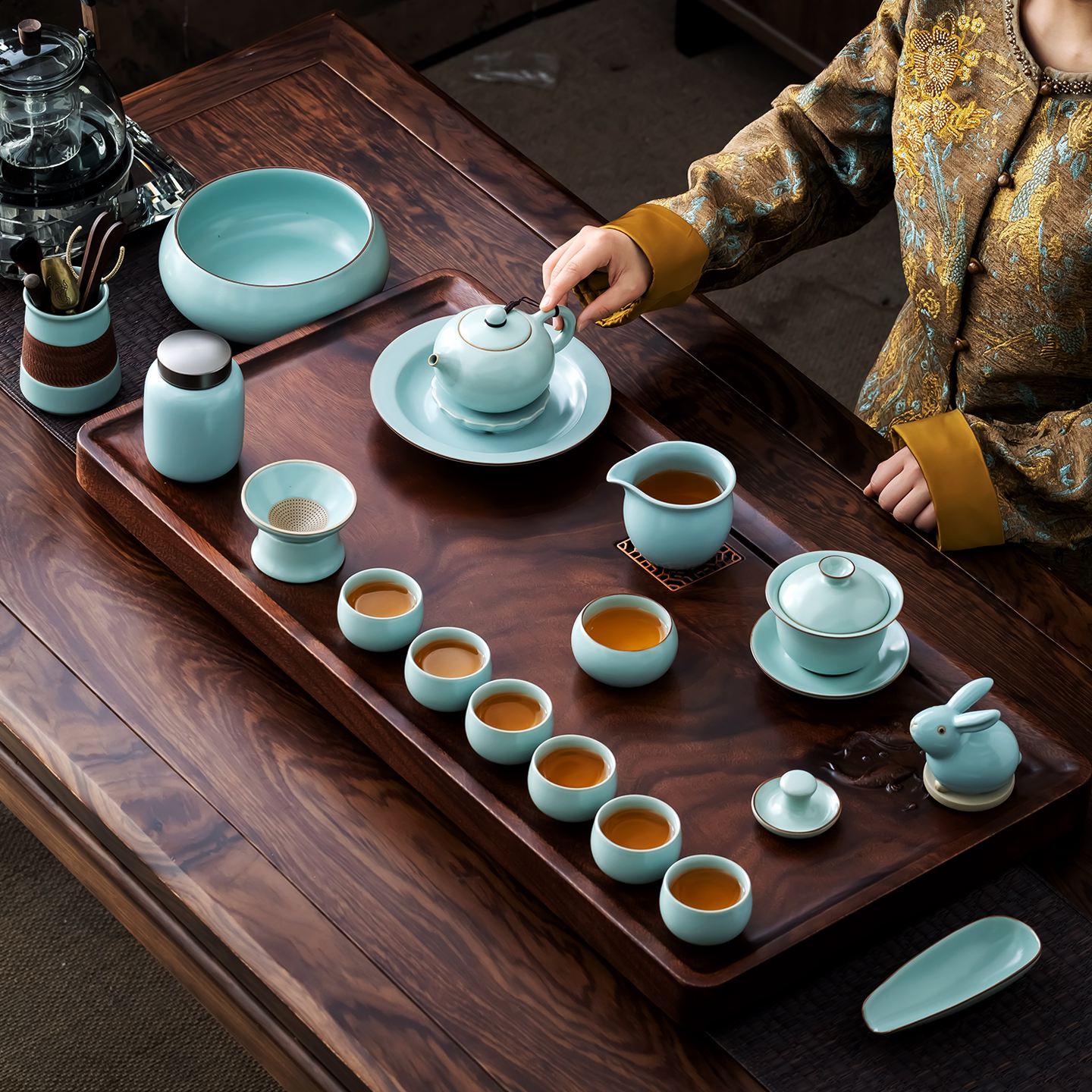 石茗堂汝窑功夫茶具套装家用
