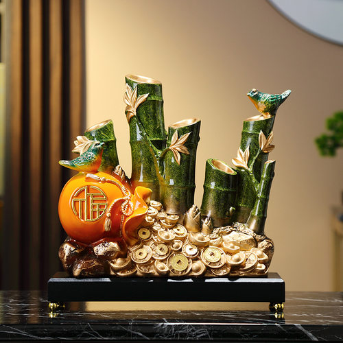 节节高升竹子摆件招财福袋新中式客厅玄关装饰品开业乔迁新居礼物