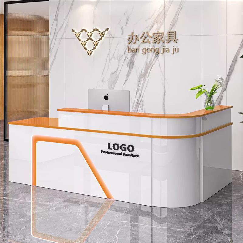 公司办公前台台接待台吧收银台服JOR柜桌务圆容弧店铺水果店超市