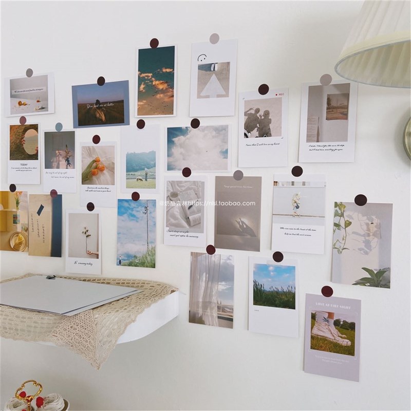 此心安处 盐系卡片明信片手账素材墙贴装饰 ins风背景墙拍照道具