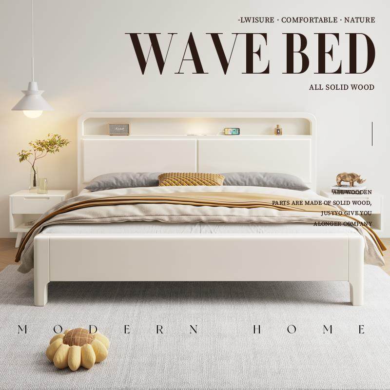 mF7678H5Jy欧实木床白色现代简约北卧1.型8米双人床1.5单人主小户