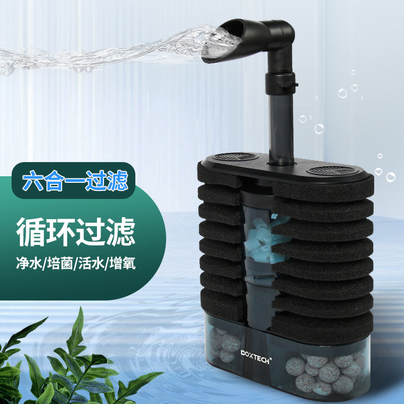 鱼缸过滤制氧一体机水妖精过滤器循环泵静音水循环三合一气动吸便