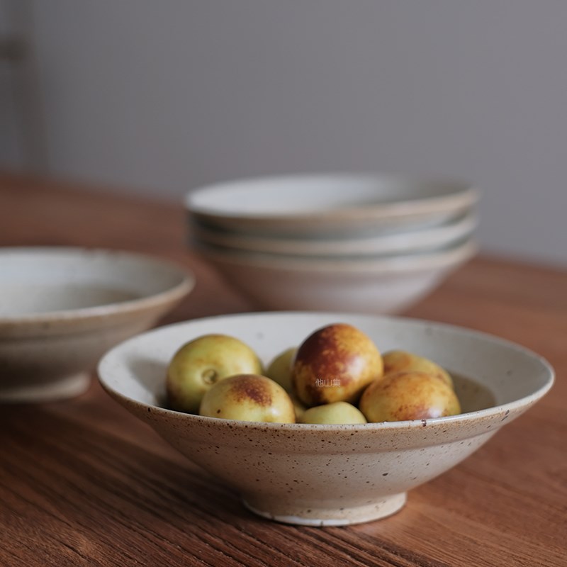 他山集.包邮日式复古做旧粗陶草帽碗 面碗 沙拉碗 美食摄影器皿