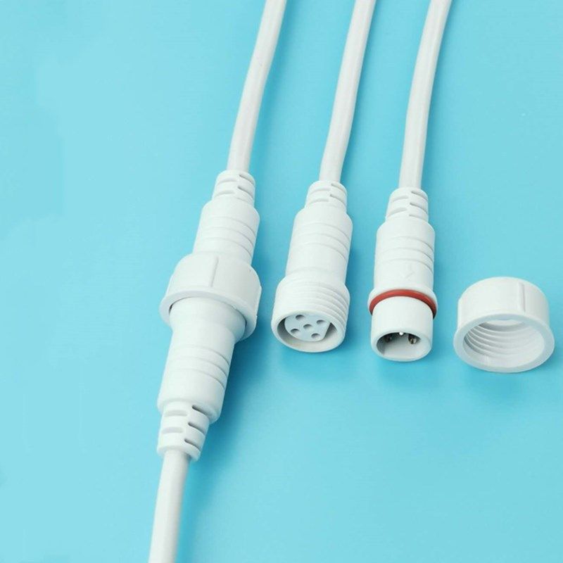白色5芯PVC防水连接器 5pin防水公母接头 5芯公母防水对接线