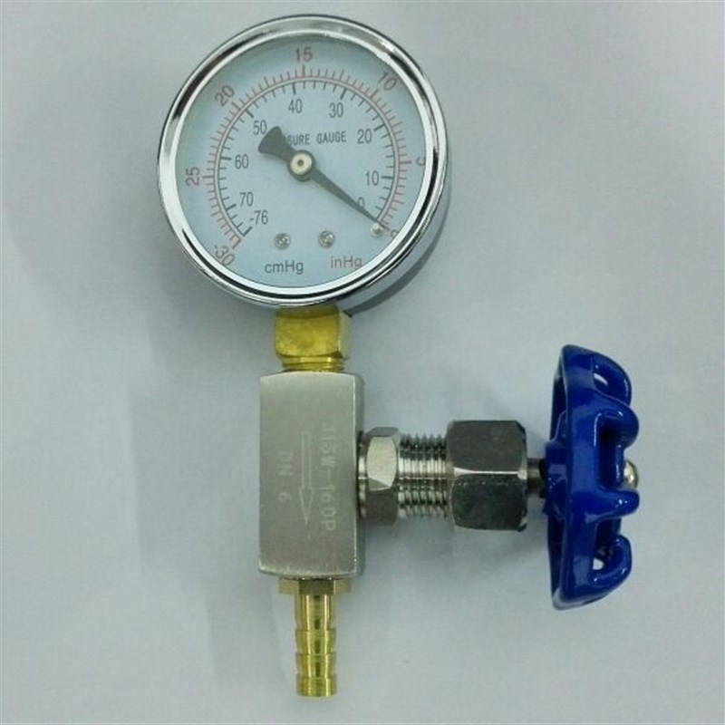 负压真空表 含开关 含气管接头 -76-0cmhg -30inhg-0 60mm 可选